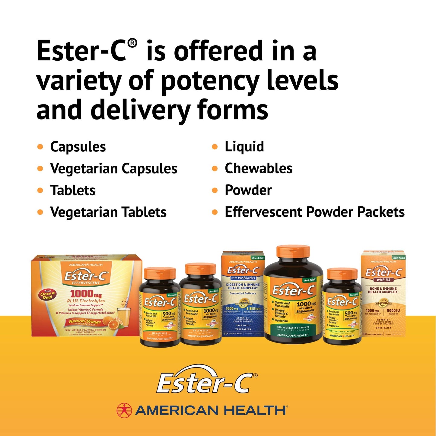 American Health Ester-C With Citrus Bioflavonoids Vegetarian Tablets - 24-Hour Immune Support, Gentle On Stomach, Non-Acidic Vitamin C - Non-GMO, Gluten-Free, Vegan - 500 mg, 90 Count, 45 Servings