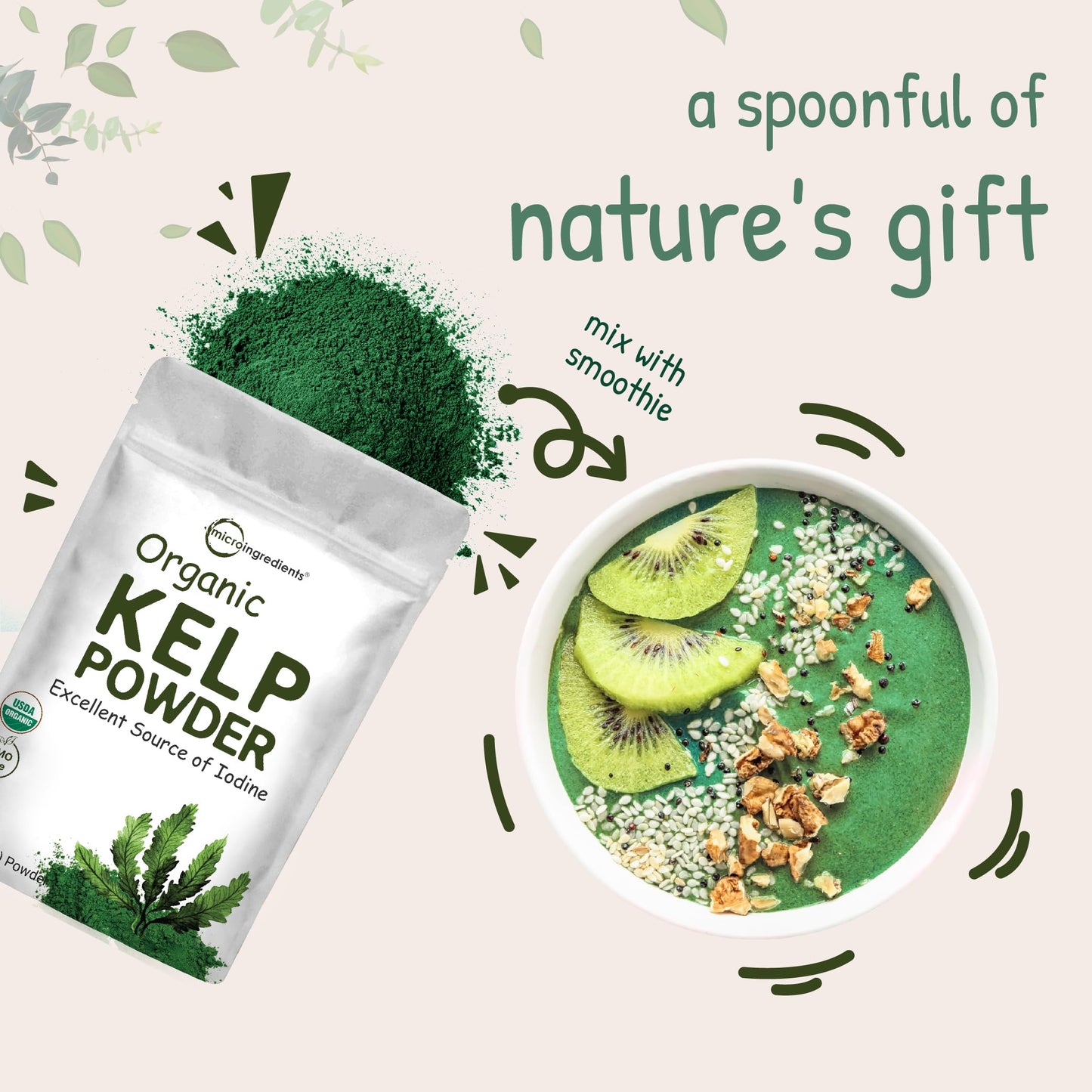 Pre-Order | Arrives in 5–10 Days – Organic Kelp Powder, 2lbs | Sustainably US Grown, Raw Ascophyllum Nodosum Source | Rich in Iodine for Thyroid Support, Body Scrubs, & Skin Care | Sea Vegetable | Non-GMO, Vegan