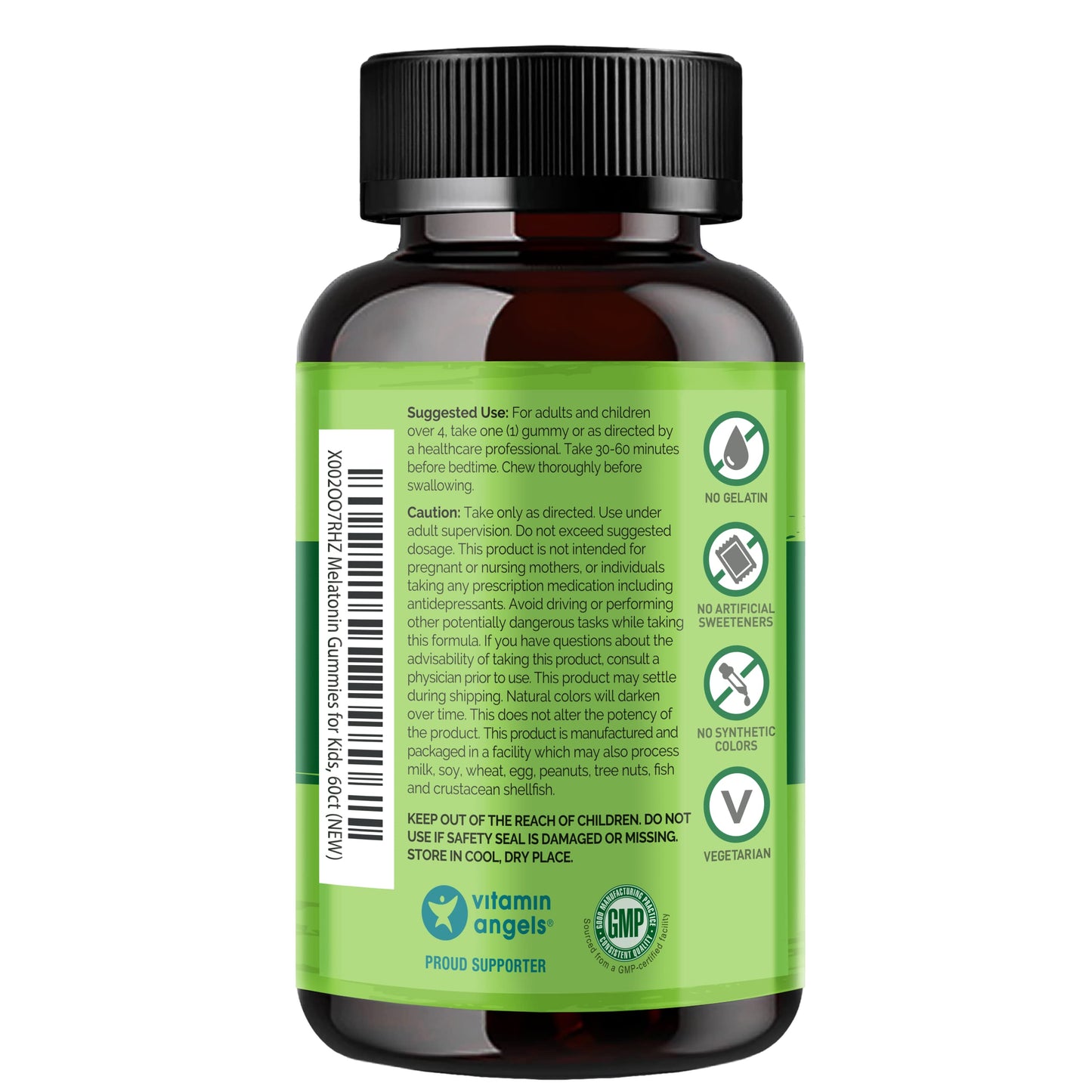 NATURELO Melatonin Gummies for Kids – Non-GMO, Gluten-Free, Soy Free - Strawberry Flavor - Gentle Sleep Supplement - 60 Vegetarian Gummies