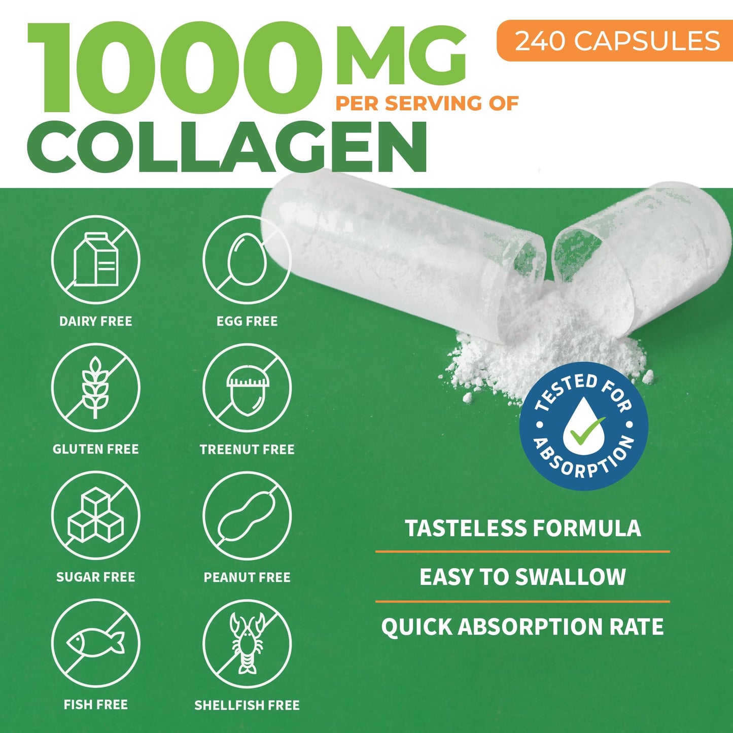 Pre-Order | Arrives in 5–10 Days – ForestLeaf Multi Collagen Pills - Collagen Men & Collagen Women - Hydrolyzed Collagen Supplements with Vitamin C & Hyaluronic Acid - Collagen Capsules for Hair, Skin & Nails (240 Peptide Capsules)