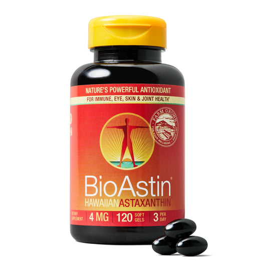 Nutrex Hawaii BioAstin Hawaiian Astaxanthin - 4mg, 120 Softgels - Farm-Direct Premium Antioxidant Supplement to Support Eye, Skin, Joint & Immune System Health - Non-GMO & Gluten-Free