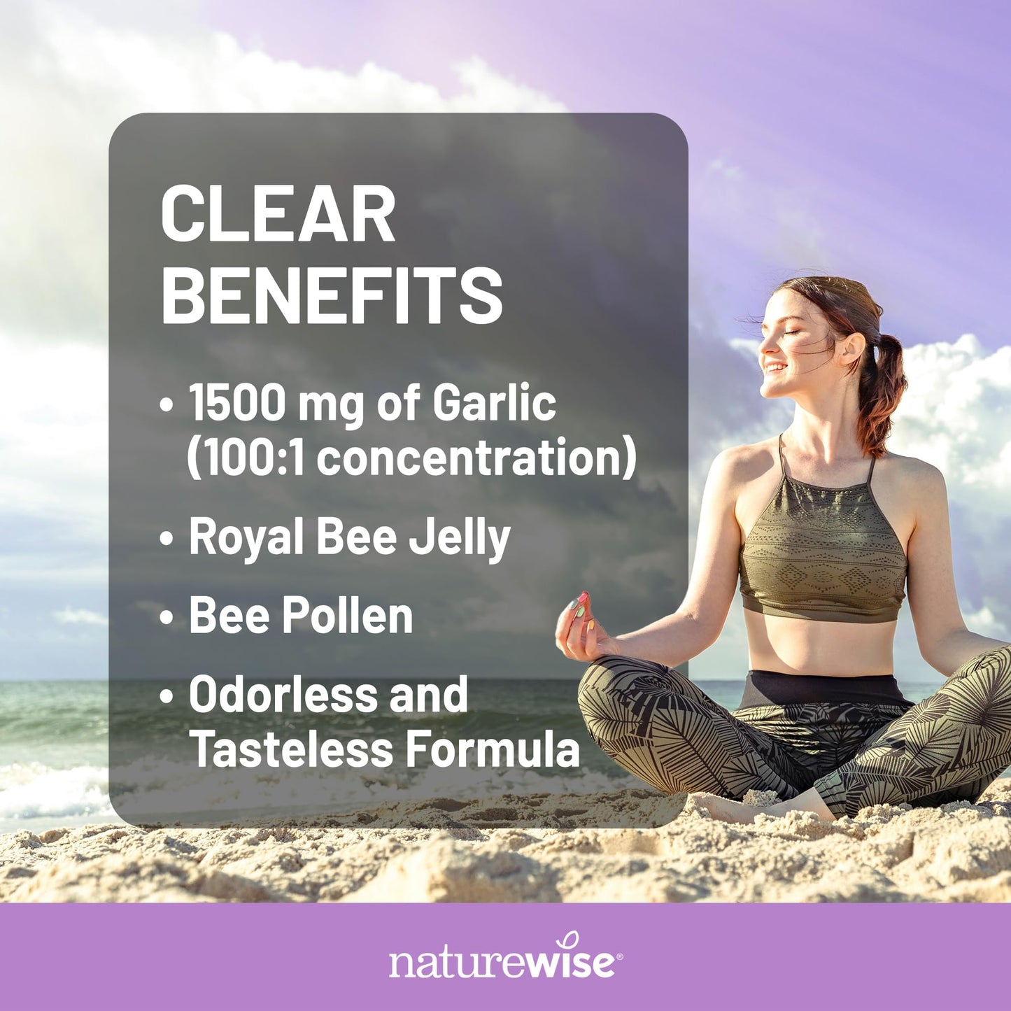 NatureWise Odorless Garlic Pills 1500 mg - with Royal Bee Jelly & Pollen - Herbal Supplement for Heart Health + Immune System + Antioxidants - Gluten-Free, Non-GMO - 60 Softgels [2-Month Supply]