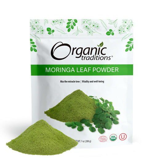 Organic Traditions Organic Moringa Powder Organic Moringa Leaves Extract Vegan Non-GMO Organic Superfood Natural Moringa Supplement, 7oz (200g) Bag, 40 Servings per Bag