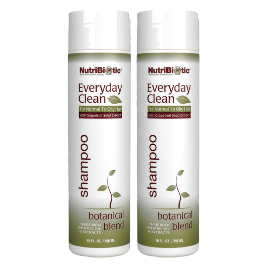NutriBiotic Everyday Clean Shampoo, Botanical Blend, 10 Fl Oz Twin Pack | GSE & Botanicals for Normal to Oily Hair | Free Of Parabens, Sulfates, Dyes, Colorings, Cocamide DEA, Chlorine Derivatives
