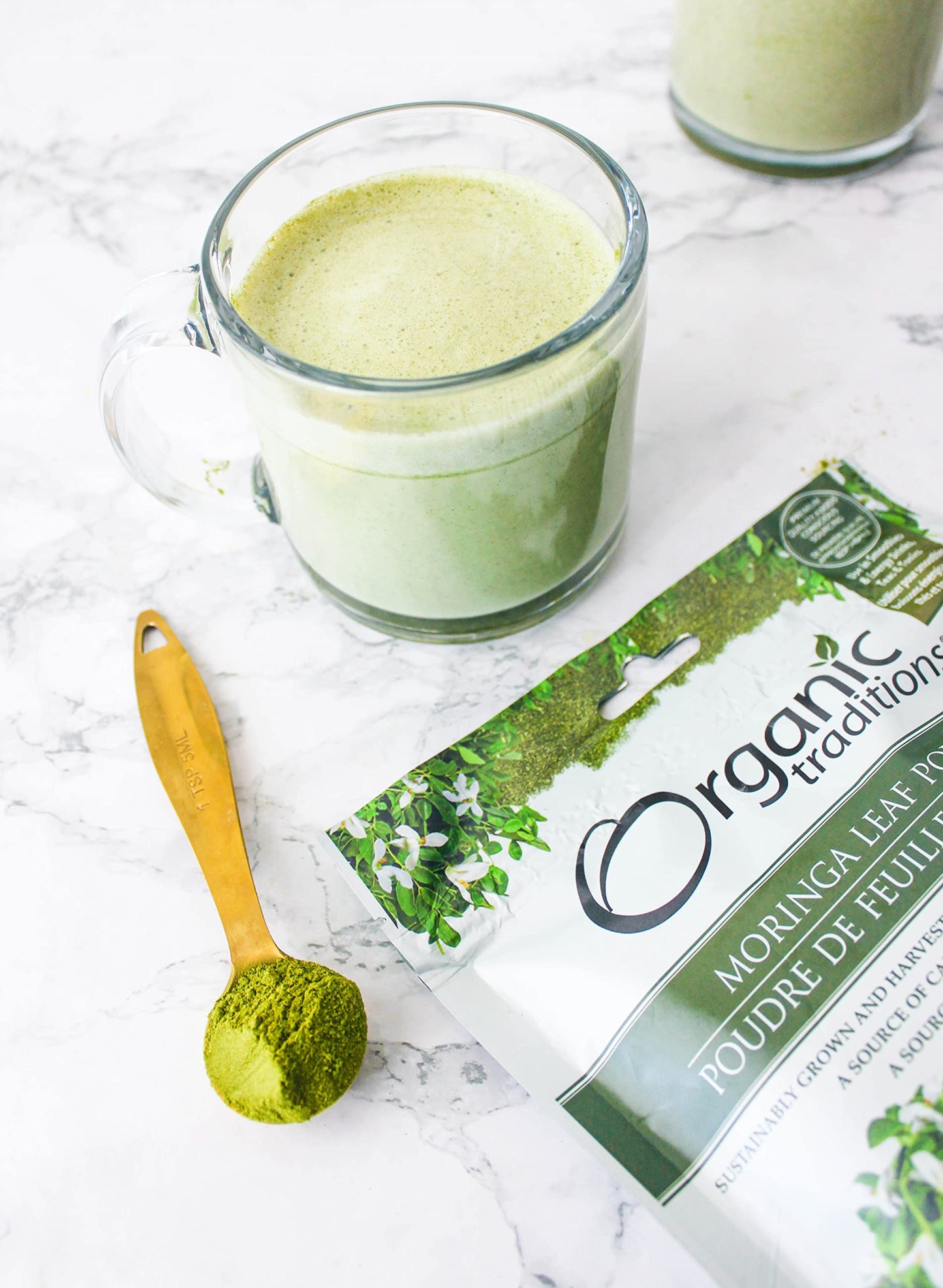 Organic Traditions Organic Moringa Powder Organic Moringa Leaves Extract Vegan Non-GMO Organic Superfood Natural Moringa Supplement, 7oz (200g) Bag, 40 Servings per Bag