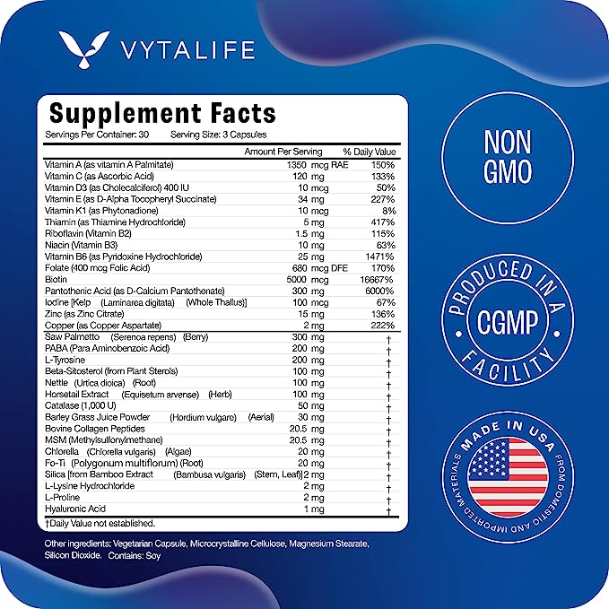 Hair Growth for Men - Hair Vitamins for Men, Hair Growth Vitamins for Men - Hair Supplements for Hair Growth Men - Biotin for Men, Hair Growth Men, Hair Regrowth for Men - Mens Hair Growth Products