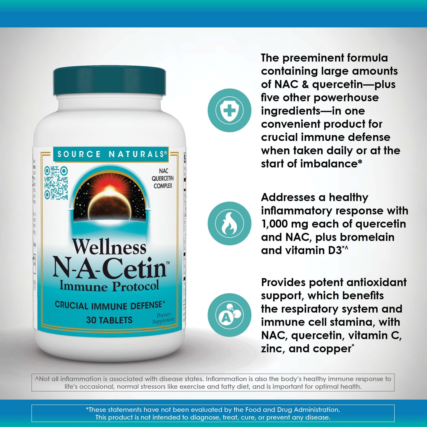 Source Naturals Wellness N-A-Cetin Immune Protocol, Crucial Immune Defense* - 30 Tablets