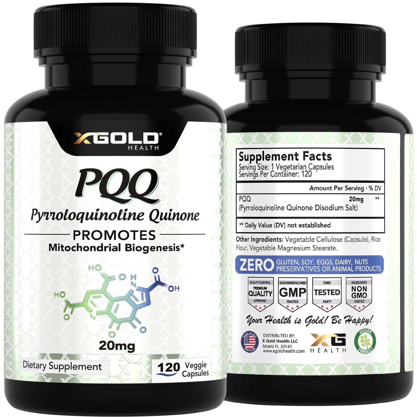 PQQ Supplement Veggie Capsules (Pyrroloquinoline Quinone), 99,7%+ Highly Purified - Promotes Mitochondrial Biogenesis, Energy Optimizer, Heart Health, Cognitive Function & Sleep Support (120 CT)