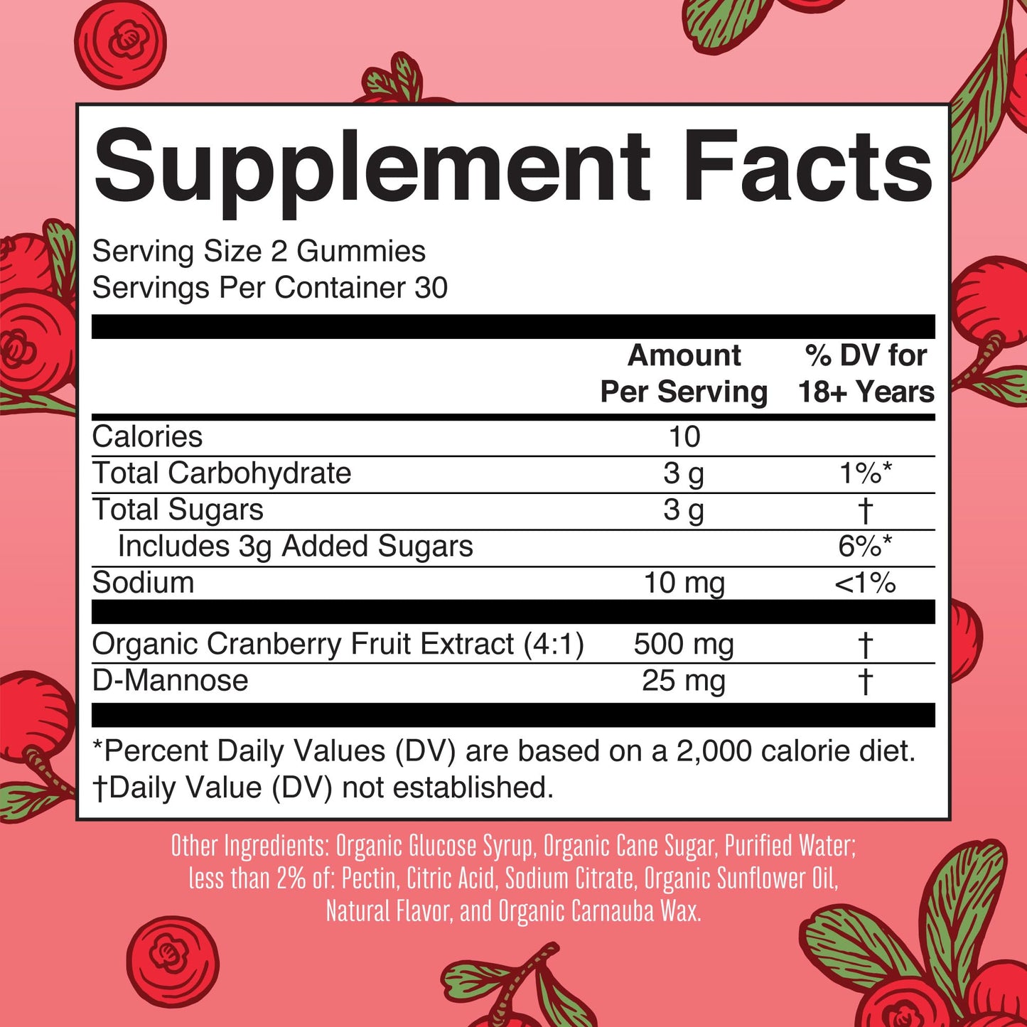 Organic Cranberry Gummies by MaryRuth's | 500mg Cranberry Supplement | Urinary Tract Health for Women | with D Mannose | Traditional Use | USDA Organic | Vegan | Non GMO | 30 Servings