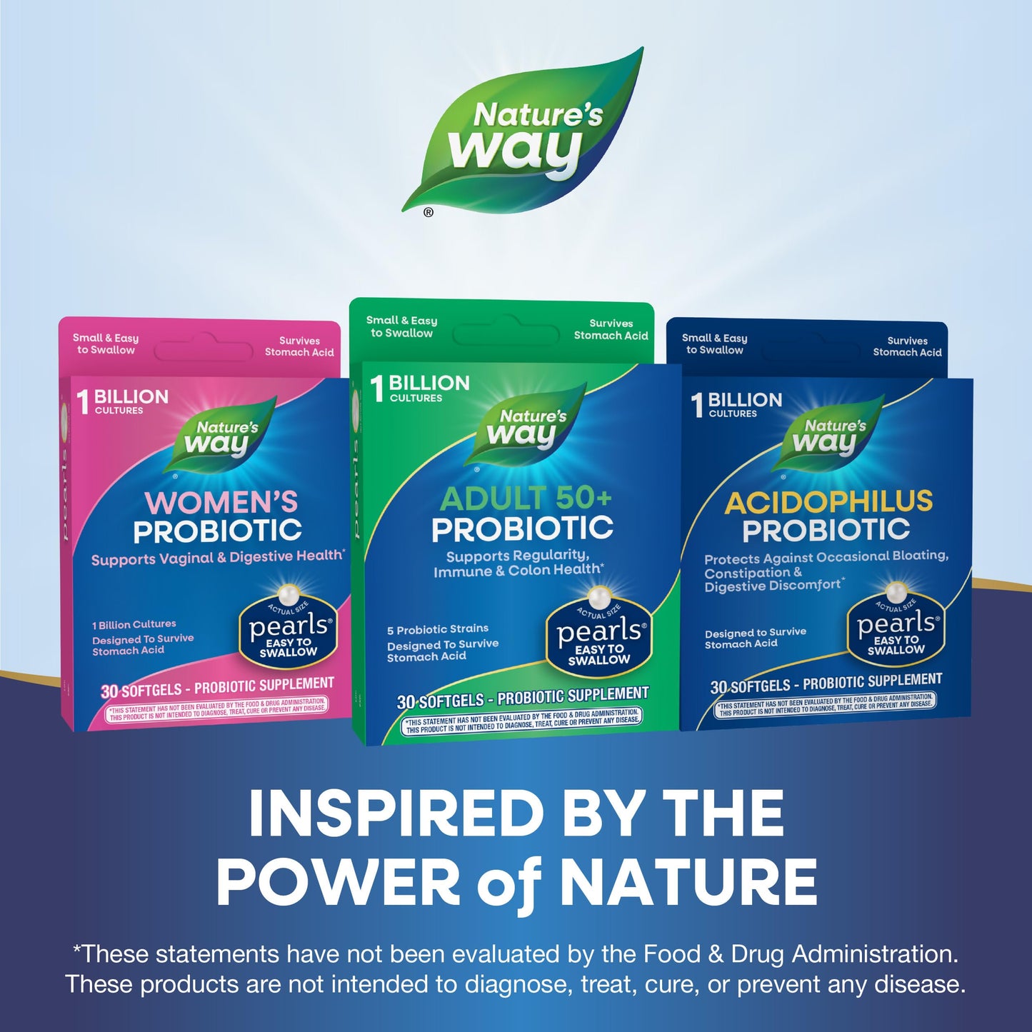 Nature's Way Adults 50+ Probiotic Pearls, Supports Regularity, Immune and Colon Health*, 1 Billion Cultures, No Refrigeration Required, 30 Softgels