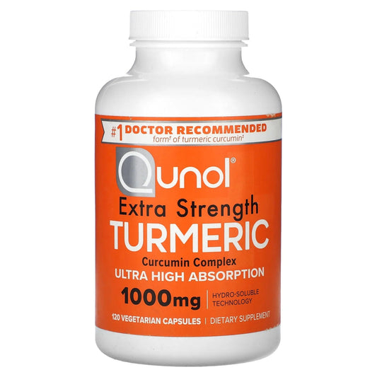 Qunol
Turmeric, Curcumin Complex, Extra Strength, 1,000 mg, 120 Vegetarian Capsules (500 mg per Capsule)