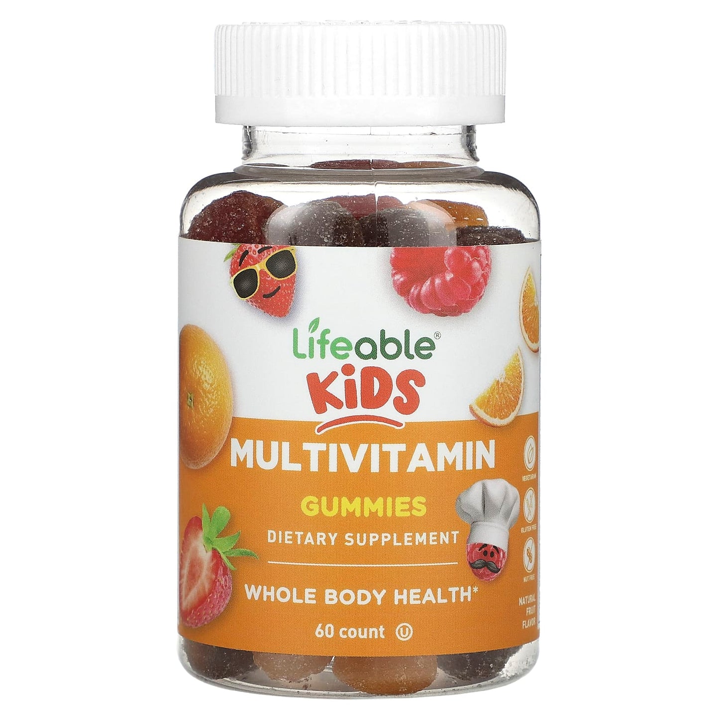 Lifeable
Kids Multivitamin Gummies, Natural Fruit, 60 Gummies