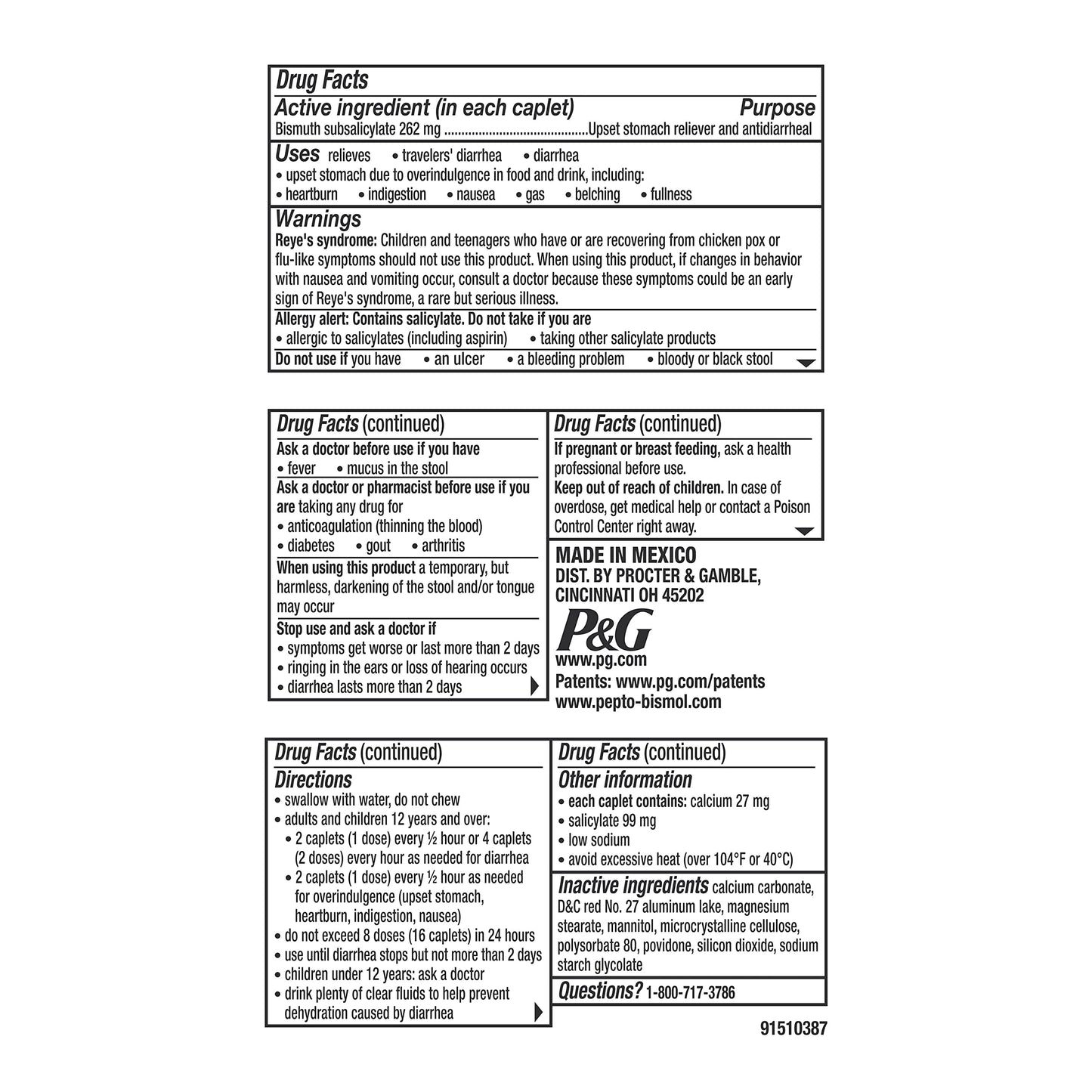 Pepto Bismol Caplets for Nausea, Heartburn, Indigestion, Upset Stomach, and Diarrhea - 5 Symptom Fast Relief in a Convenient Form 24 ct (Pack of 4)