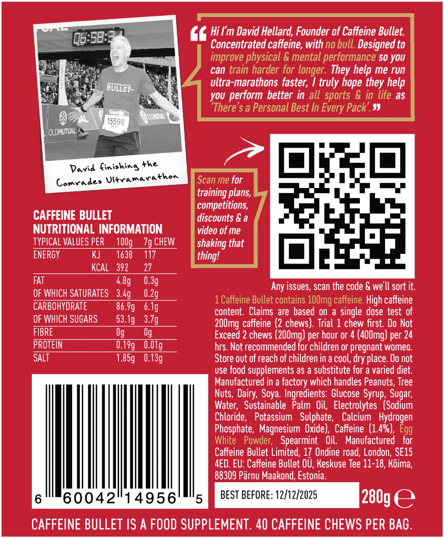 Caffeine Bullet Energy Gel Upgrade - Mint Chews *16 – Faster Boost Than Tablets and Gum. 100mg Per Serving - Sport Science for Running, Cycling, Gaming & Pre Workout Endurance Kick.