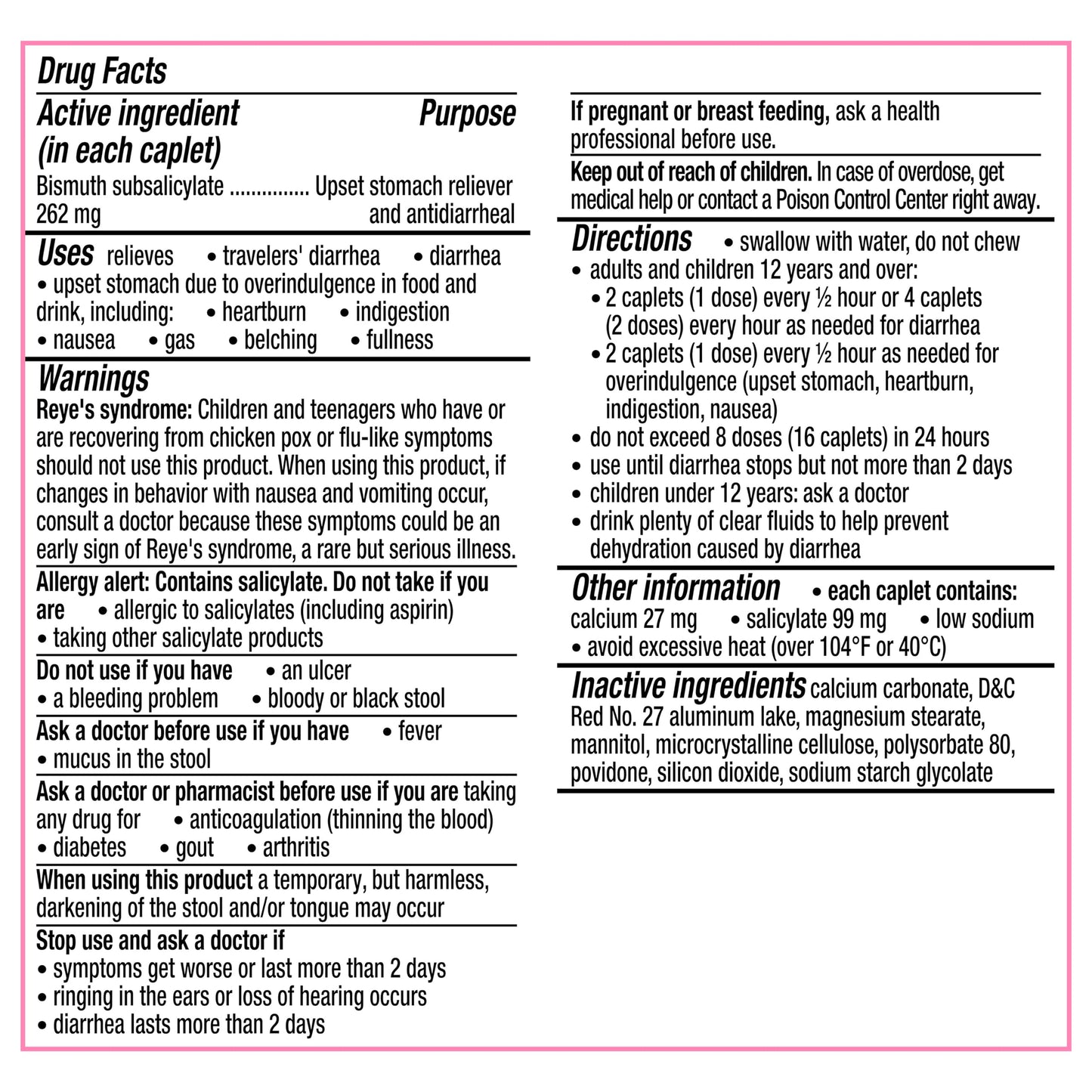 Pepto Bismol Caplets for Nausea, Heartburn, Indigestion, Upset Stomach, and Diarrhea, 5 Symptom Fast Relief in a Convenient Form, 120 Total (3 Packs of 40)