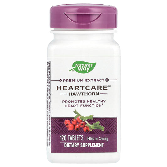 Nature's Way
Premium Extract, HeartCare™, Hawthorn, 160 mg, 120 Tablets (80 mg Per Tablet)