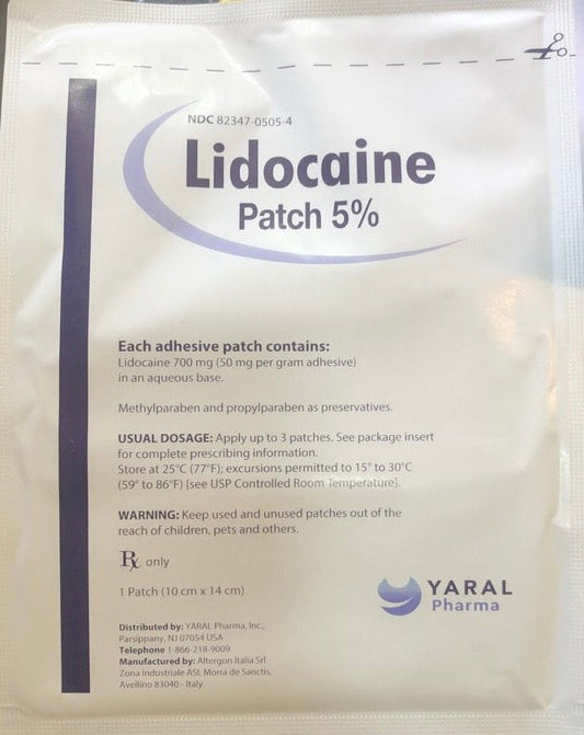 LIDOCAINE PATCH 5% (YARAL PHARMA)