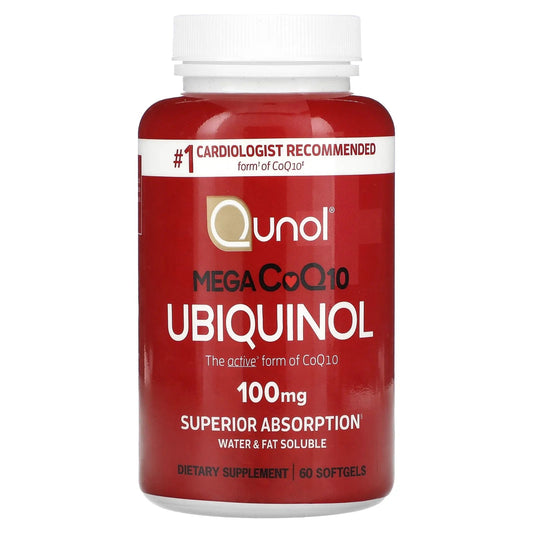 Qunol
Mega CoQ10 Ubiquinol, 100 mg, 60 Softgels