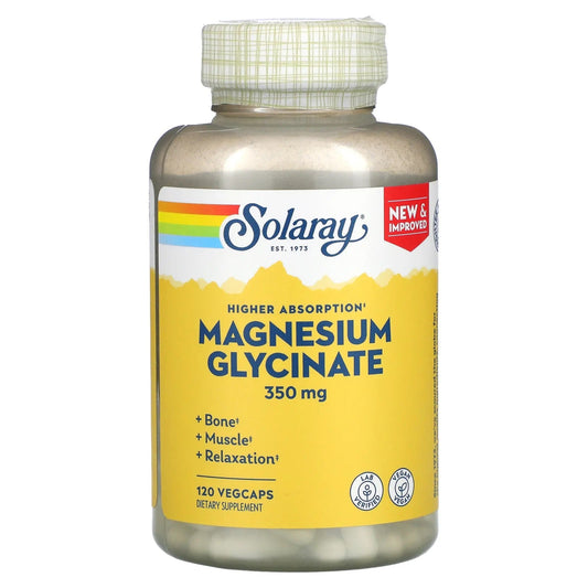 Pre-Order | Arrives in 5–10 Days – Solaray
High Absorption Magnesium Glycinate, 350 mg, 120 VegCaps