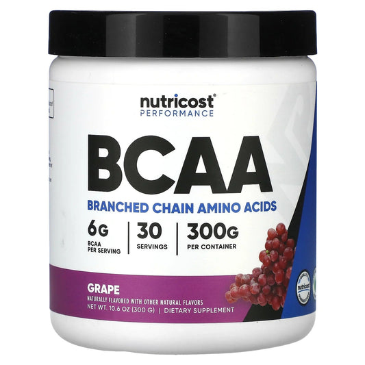 Nutricost
Performance, BCAA, Grape, 10.6 oz (300 g)