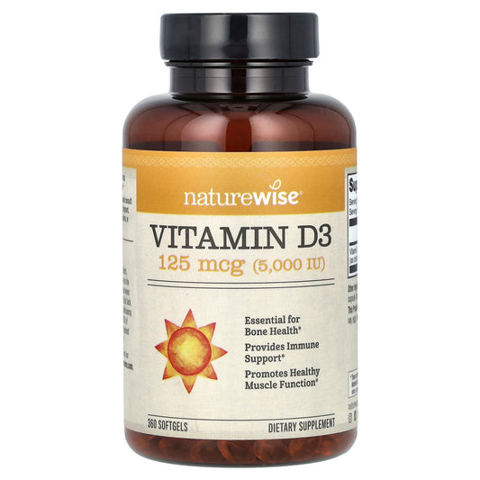 NatureWise
Vitamin D3, 125 mcg (5,000 IU), 360 Softgels