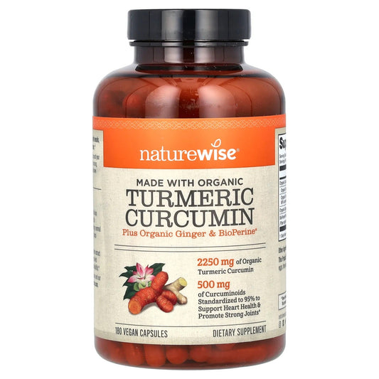 NatureWise
Organic Turmeric Curcumin, 180 Vegan Capsules