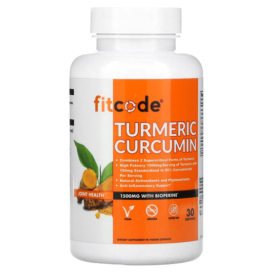 Pre-Order | Arrives in 5–10 Days – fitcode
Turmeric Curcumin, 1,500 mg, 90 Veggie Capsules (500 mg per Capsule)