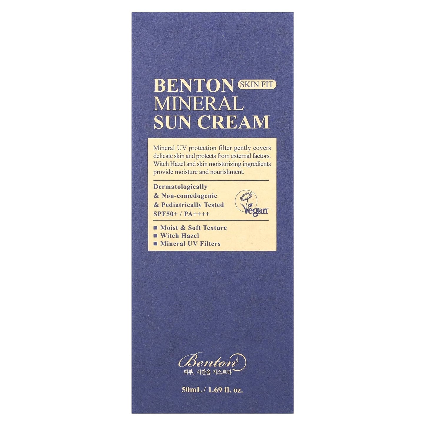 Pre-Order | Arrives in 5–10 Days – Benton
Skin Fit Mineral Sun Cream, SPF 50/PA++++, 1.69 fl oz (50 ml)