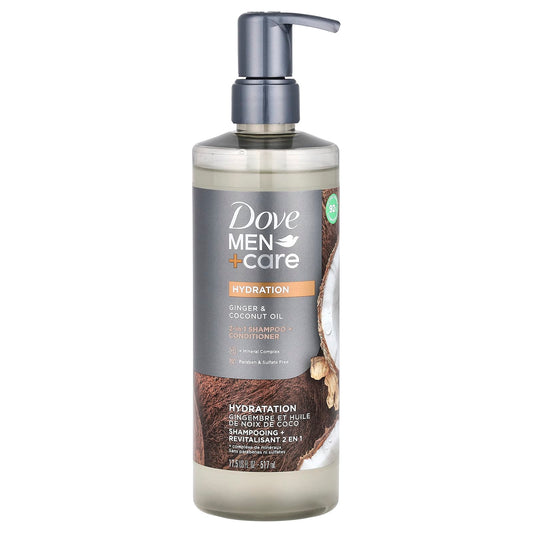 Pre-Order | Arrives in 5–10 Days – Dove
Men + Care, 2-in-1 Shampoo + Conditioner, Ginger & Coconut Oil, 17.5 fl oz (517 ml)