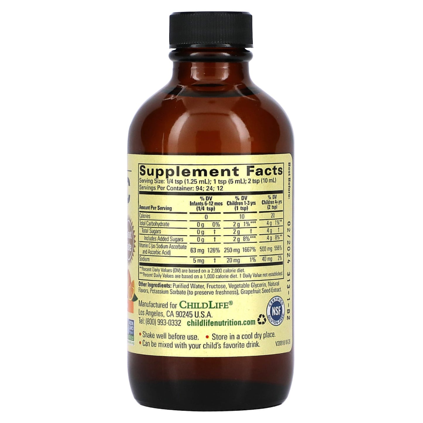 Pre-Order | Arrives in 5–10 Days – Child life Essentials         Liquid Vitamin C, Natural Orange, 4 fl oz (118.5 ml)