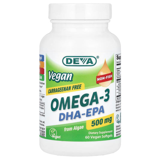 Pre-Order | Arrives in 5–10 Days – Deva
Vegan Omega-3, DHA-EPA, 500 mg, 60 Vegan Softgels