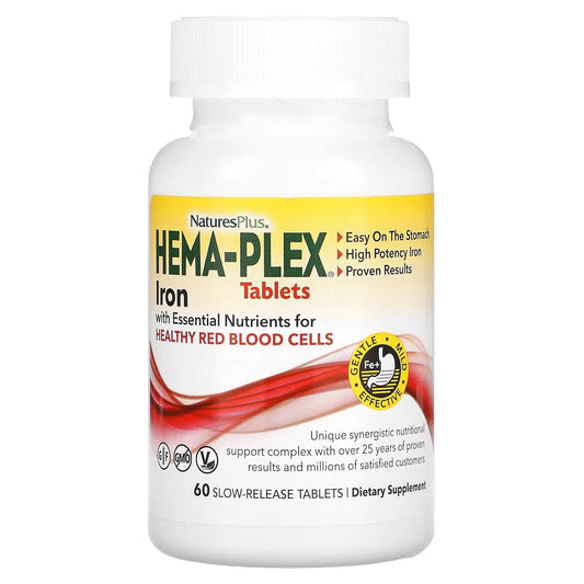 NaturesPlus
Hema-Plex, Iron with Essential Nutrients for Healthy Red Blood Cells , 60 Slow-Release Tablets
