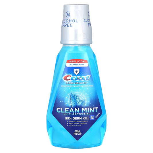 Pre-Order | Arrives in 5–10 Days – Crest
Pro Health, Multi-Protection Mouthwash, Alcohol Free, Clean Mint, 16.9 fl oz (500 ml)