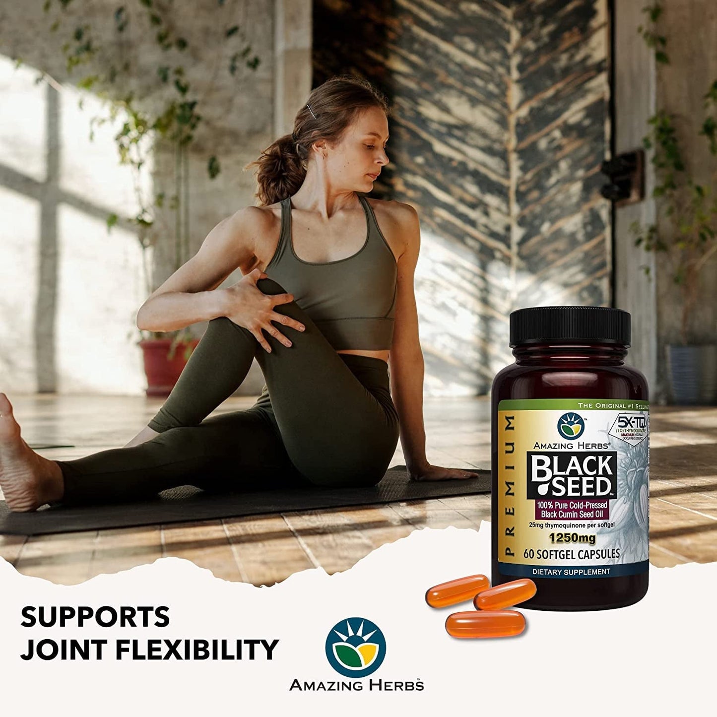 AMAZING HERBS BLACK SEED 1250MG, 60 SOFTGEL CAPSULES