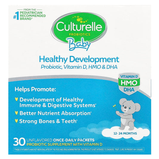 Pre-Order | Arrives in 5–10 Days – Culturelle
Probiotics, Baby, Healthy Development, Probiotic, Vitamin D, HMO & DHA, 12-24 Months, Unflavored, 30 Once-Daily Packets