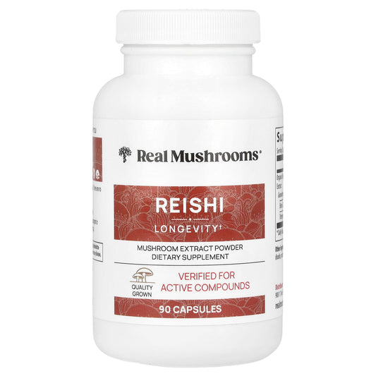 Real Mushrooms
Reishi, Mushroom Extract Powder, 90 Capsules