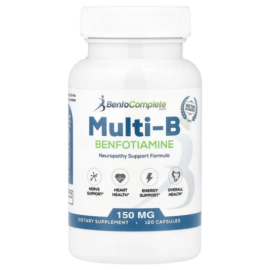 Pre-Order | Arrives in 5–10 Days – Benfotiamine Inc.
Multi-B Benfotiamine Neuropathy Support Formula, 120 Capsules