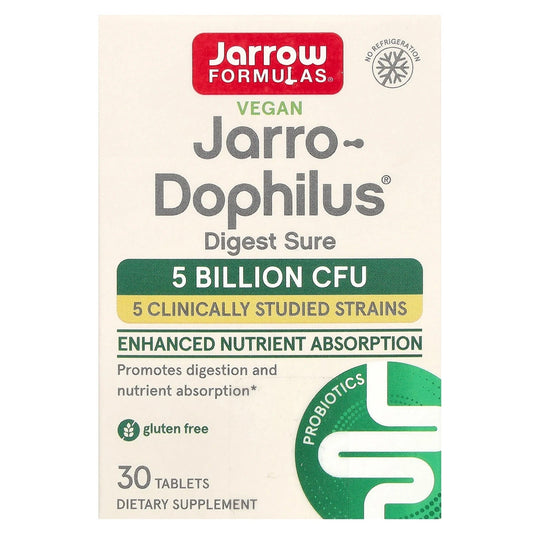 Jarrow Formulas
Vegan Jarro-Dophilus, Digest Sure, 5 Billion CFU, 30 Tablets