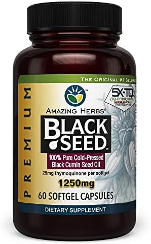 AMAZING HERBS BLACK SEED 1250MG, 60 SOFTGEL CAPSULES