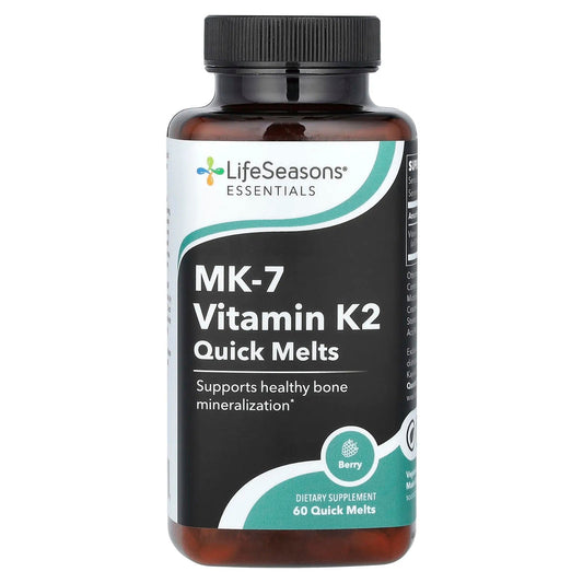 LifeSeasons
Essential, MK-7 Vitamin K2 , Quick Melts, Berry, 100 mcg, 60 Quick Melts
