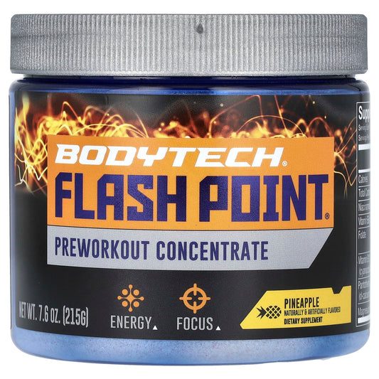 Pre-Order | Arrives in 5–10 Days – BodyTech
Flash Point, Preworkout Concentrate, Pineapple, 7.6 oz (215 g)