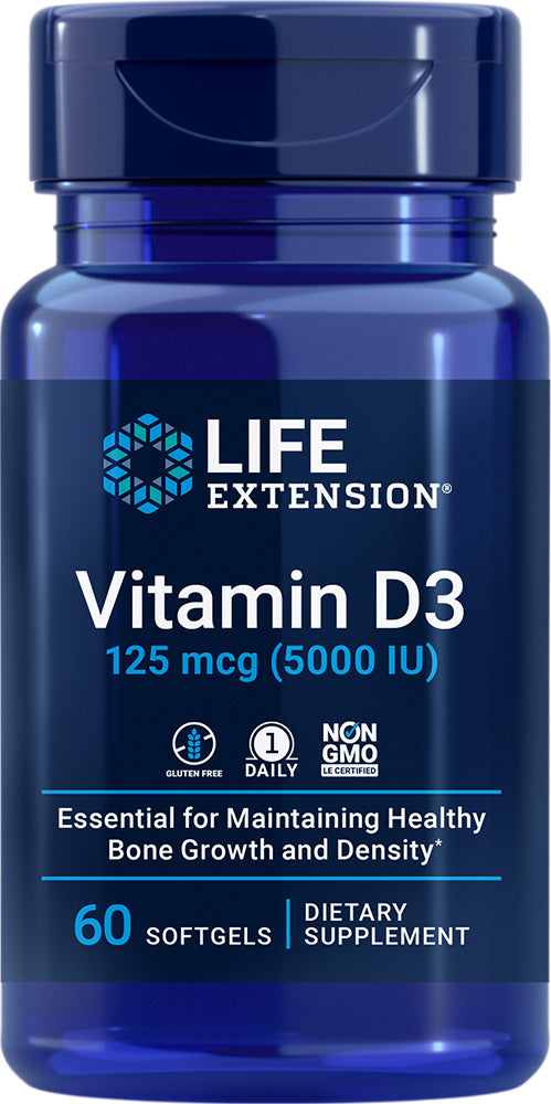LIFE EXTENSION VITAMIN D3 5000IU, 60 SOFTGELS