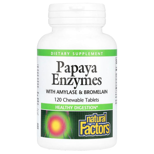 Natural Factors
Papaya Enzymes with Amylase & Bromelain, 120 Chewable Tablets