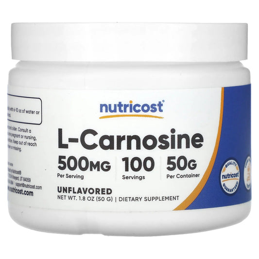 Nutricost
L-Carnosine, Unflavored, 1.8 oz (50 g)
Nutricost
L-Carnosine, Unflavored, 1.8 oz (50 g)
