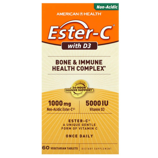 Pre-Order | Arrives in 5–10 Days – American Health
Ester-C with D3, 60 Vegetarian Tablets