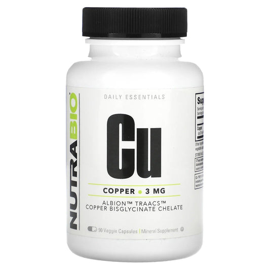 NutraBio
Copper, 3 mg, 90 Veggie Capsules