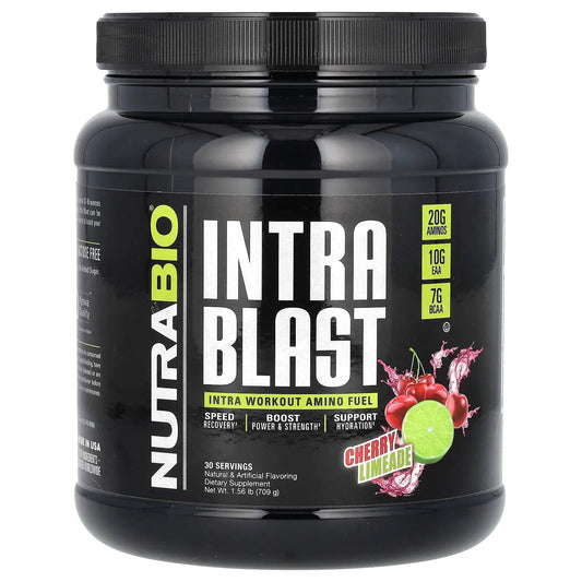 NutraBio
Intra Blast, Intra Workout Amino Fuel, Cherry Limeade, 1.56 lb (709 g)