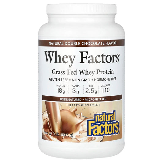 Natural Factors
Whey Factors, Grass Fed Whey Protein, Natural Double Chocolate, 2 lb (907 g)