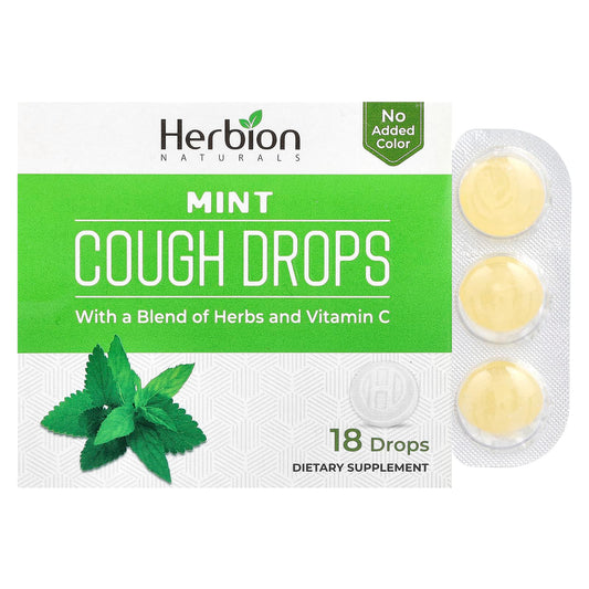 Herbion Naturals
Cough Drops, Mint, 18 Drops