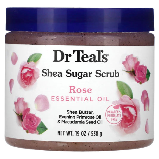 Pre-Order | Arrives in 5–10 Days – Dr. Teal's
Shea Sugar Scrub, Rose Essential Oil, 19 oz (538 g)